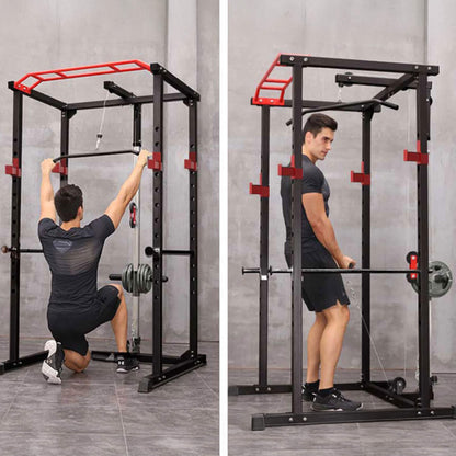 Rovix 1000LBS Multi-Functional Barbell Rack Squat Power Cage With Weight Bench (SAK35822)