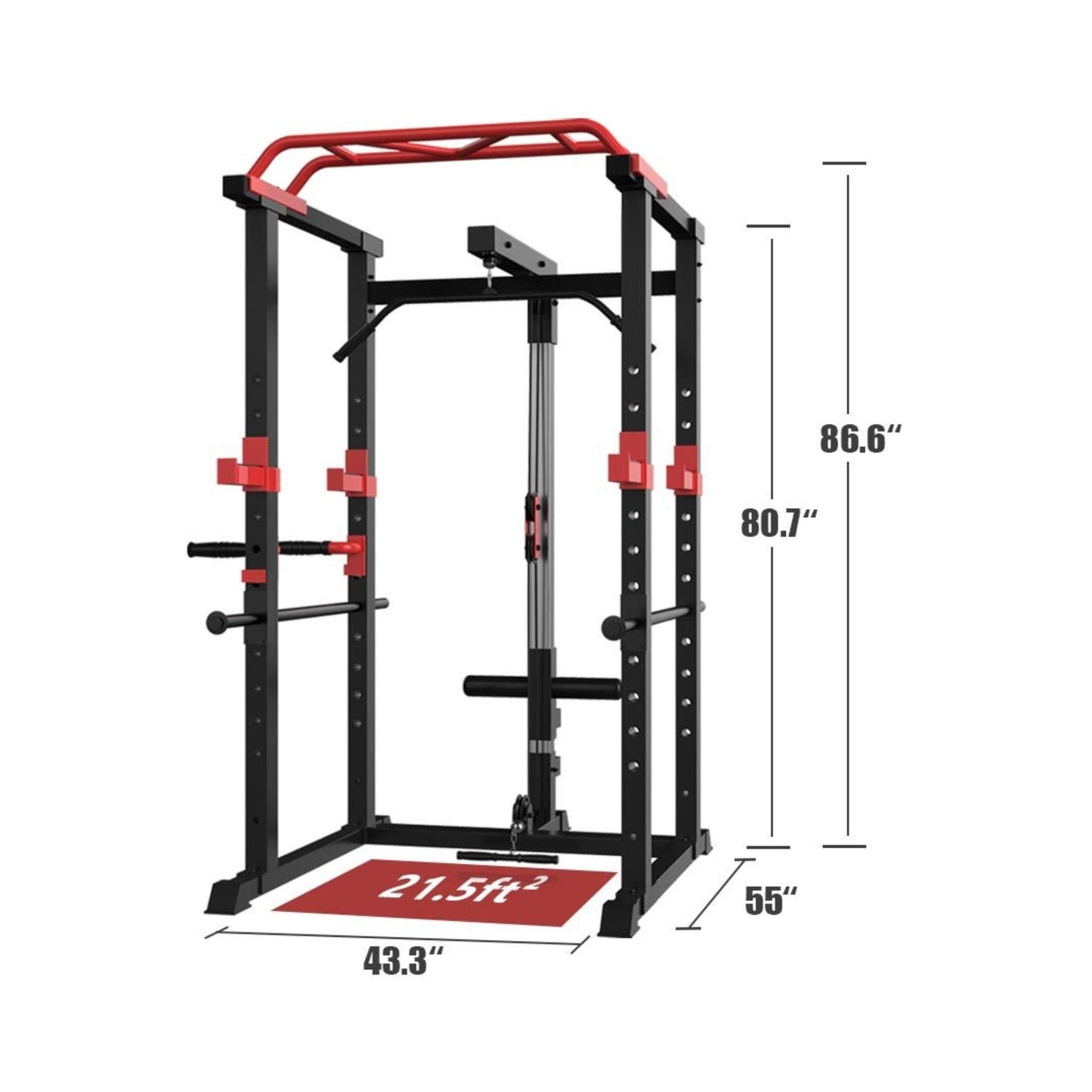 Rovix 1000LBS Multi-Functional Barbell Rack Squat Power Cage With Weight Bench (SAK35822)