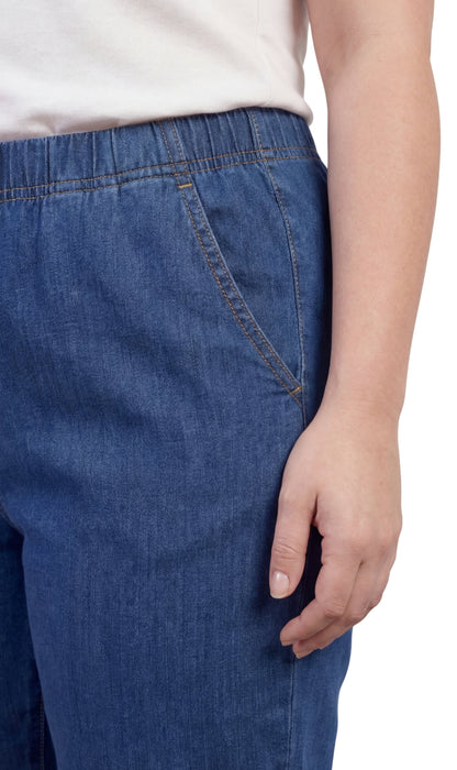 Women's Lightweight Pull-On Denim Jeans — Elastic Waist No Zipper