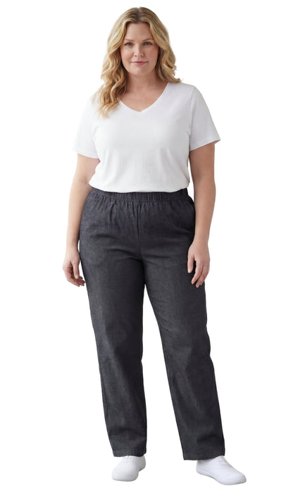 Women's Lightweight Pull-On Denim Jeans — Elastic Waist No Zipper