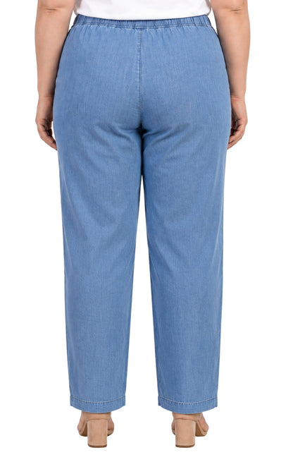 Women's Lightweight Pull-On Denim Jeans — Elastic Waist No Zipper
