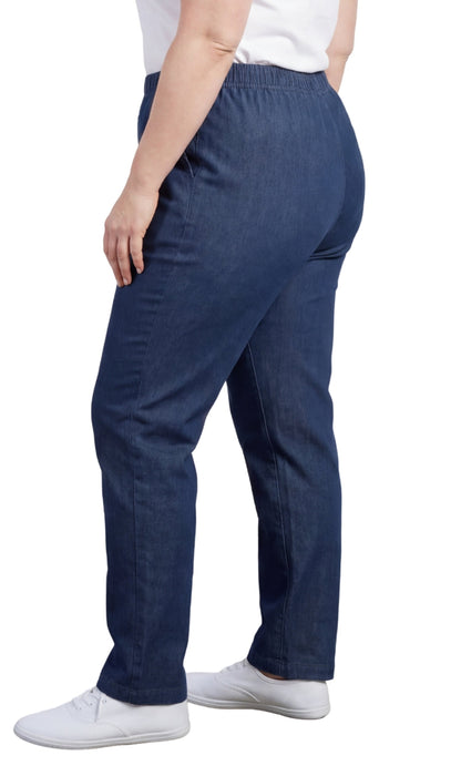 Women's Lightweight Pull-On Denim Jeans — Elastic Waist No Zipper