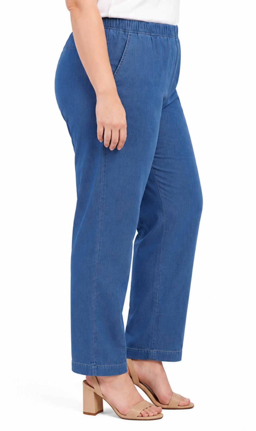 Women's Lightweight Pull-On Denim Jeans — Elastic Waist No Zipper