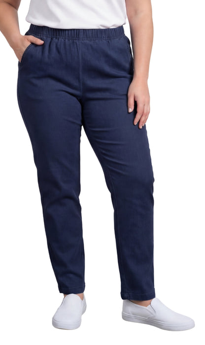 Women's Lightweight Pull-On Denim Jeans — Elastic Waist No Zipper