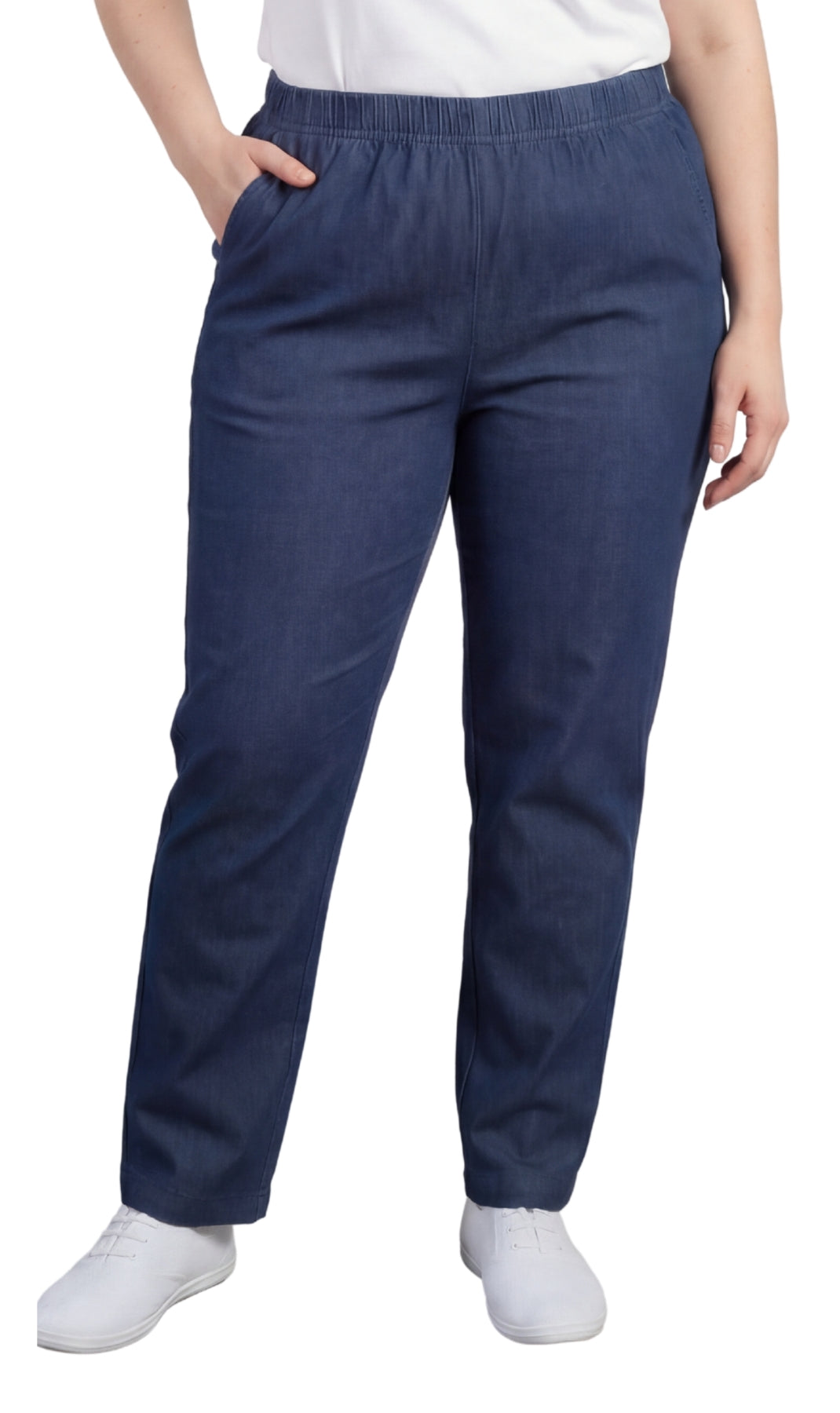 Women's Lightweight Pull-On Denim Jeans — Elastic Waist No Zipper