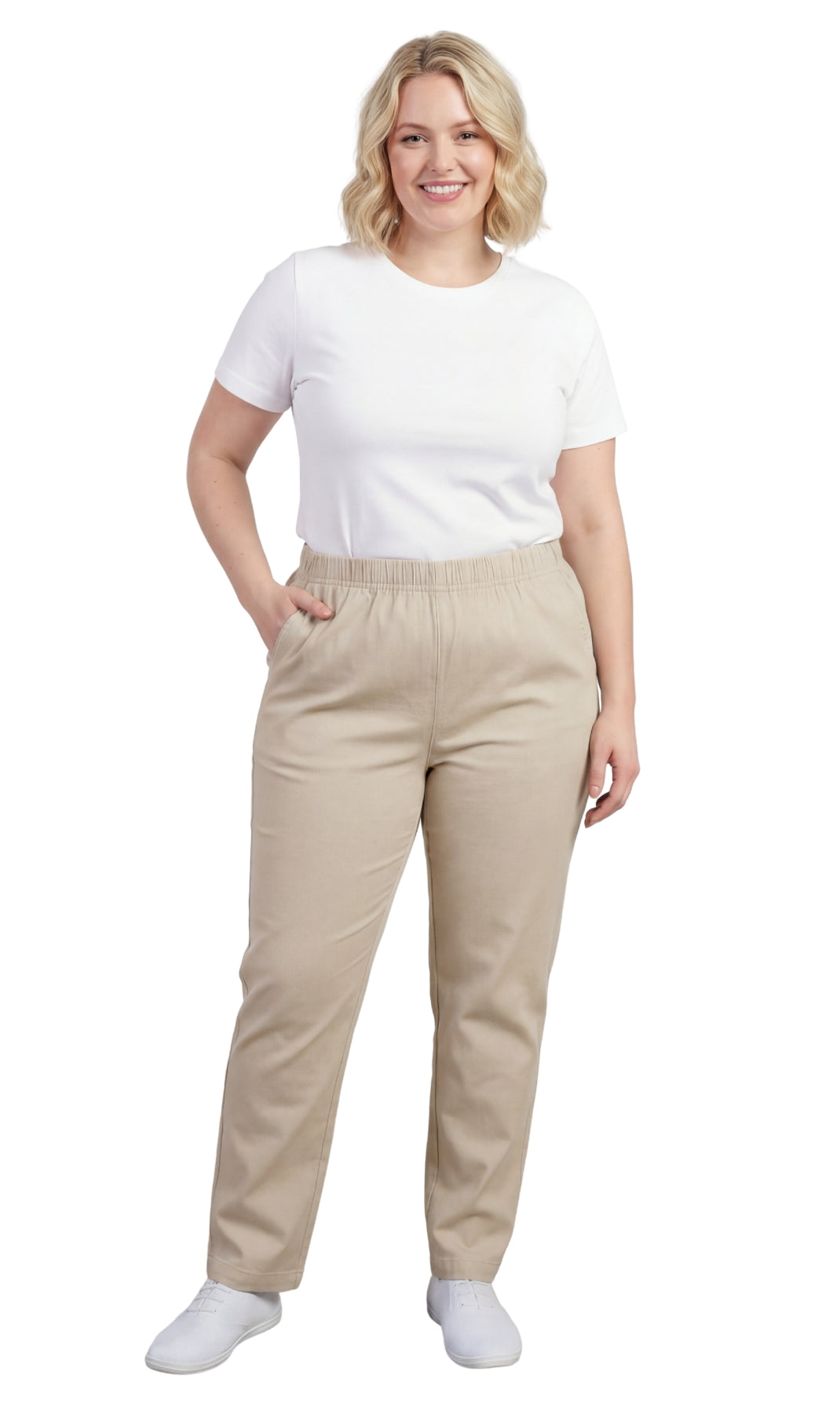 Women's Lightweight Pull-On Denim Jeans — Elastic Waist No Zipper
