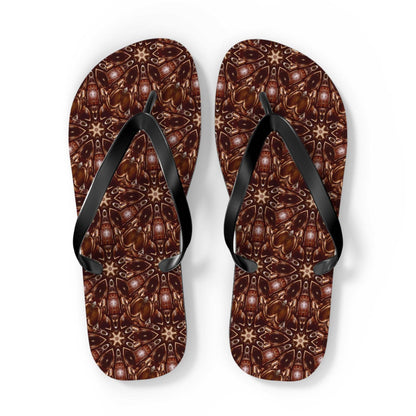 Brown and Beige Star Pattern Flip Flops