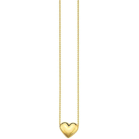 10K Gold Puffed Heart Necklace for Women Adjustable