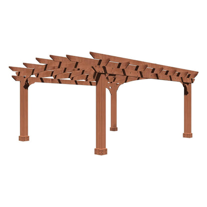 [12X14FT] Alora Luxury Outdoor All-Season Backyard Cedar Wood Gazebo Pergola With Arched Roof And Stakes For Patios (SAK68194)