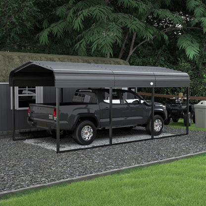 [10X15FT] Alora Large Heavy-Duty Outdoor Metal Carport For Cars, Trucks And Boats (SAK95738)