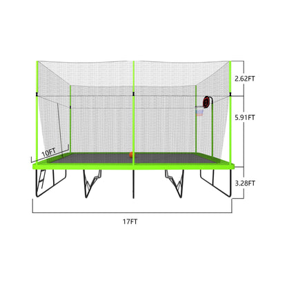 [10X17FT] Large Rectangular Trampoline With Basketball Hoop And Ladder (SAK17482)