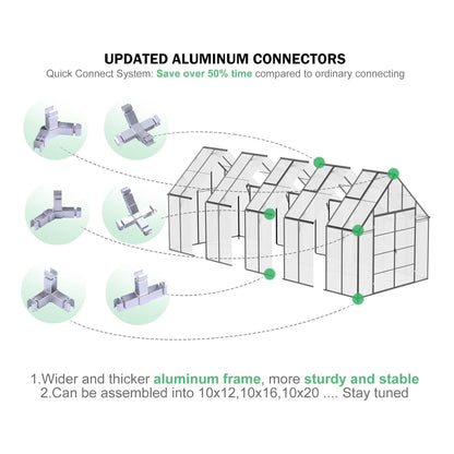 [10X20FT] Extra-Large Heavy-Duty Outdoor Backyard Greenhouse With Adjustable Roof Vents, 4MM (SAK59482)