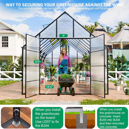 [10X20FT] Extra-Large Heavy-Duty Outdoor Backyard Greenhouse With Adjustable Roof Vents, 4MM (SAK59482)