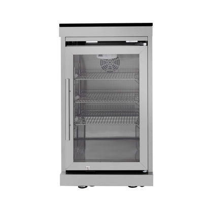 Castelle Flame Imperial 110-Inch 4-Burner 72K BTU Deluxe Stainless Steel Outdoor Kitchen Grill Island With Wine Cooler, Rotisserie, Cabinets, And Granite Countertops (SAK94721)