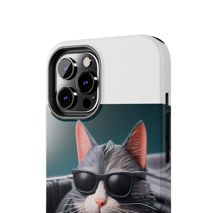 Cool Cat in Leather Jacket Driving Car Mobile Phone Case