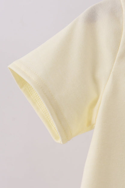 Yellow cross embroidery top