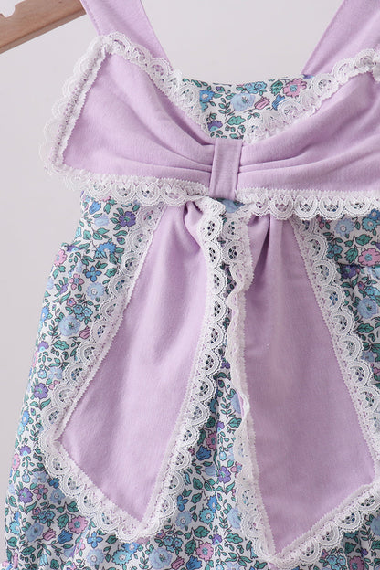 Purple floral print bow bubble