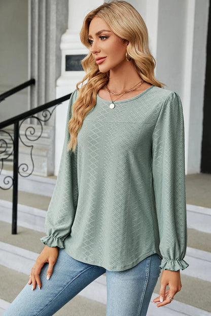 🌸 Round Neck Flounce Sleeve T-Shirt
