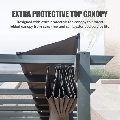 [11X20FT] Alora Premium Outdoor Retractable Aluminum Pergola With Weather-Resistant Canopy (SAK54612)