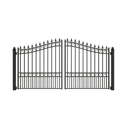 [12-18FT] Heavy-Duty London-Style Powder-Coated Galvanized Steel Dual-Swing Driveway Gate (SAK48520)