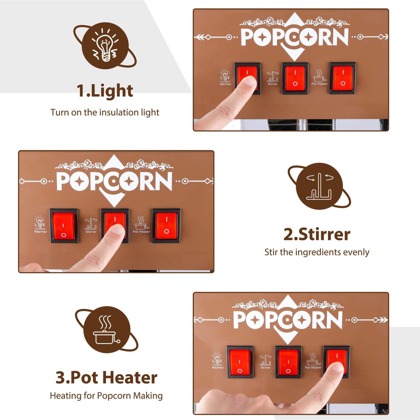 12-Ounce Commercial Retro Popcorn Machine Cart With Candy Boxes (SAK80954)