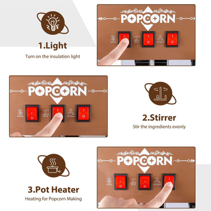 12-Ounce Commercial Retro Popcorn Machine Cart With Candy Boxes (SAK80954)