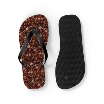 Brown and Beige Star Pattern Flip Flops