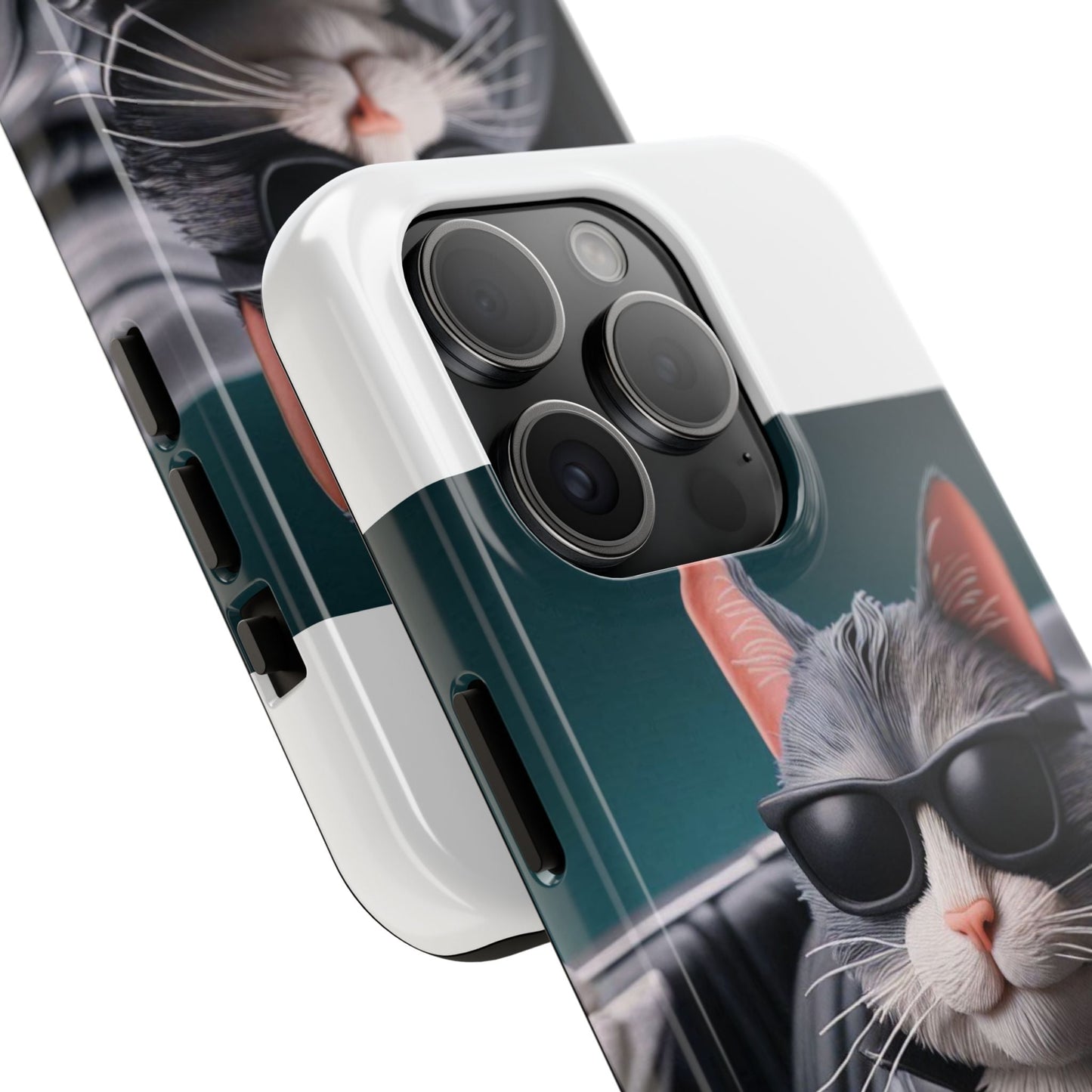Cool Cat in Leather Jacket Driving Car Mobile Phone Case
