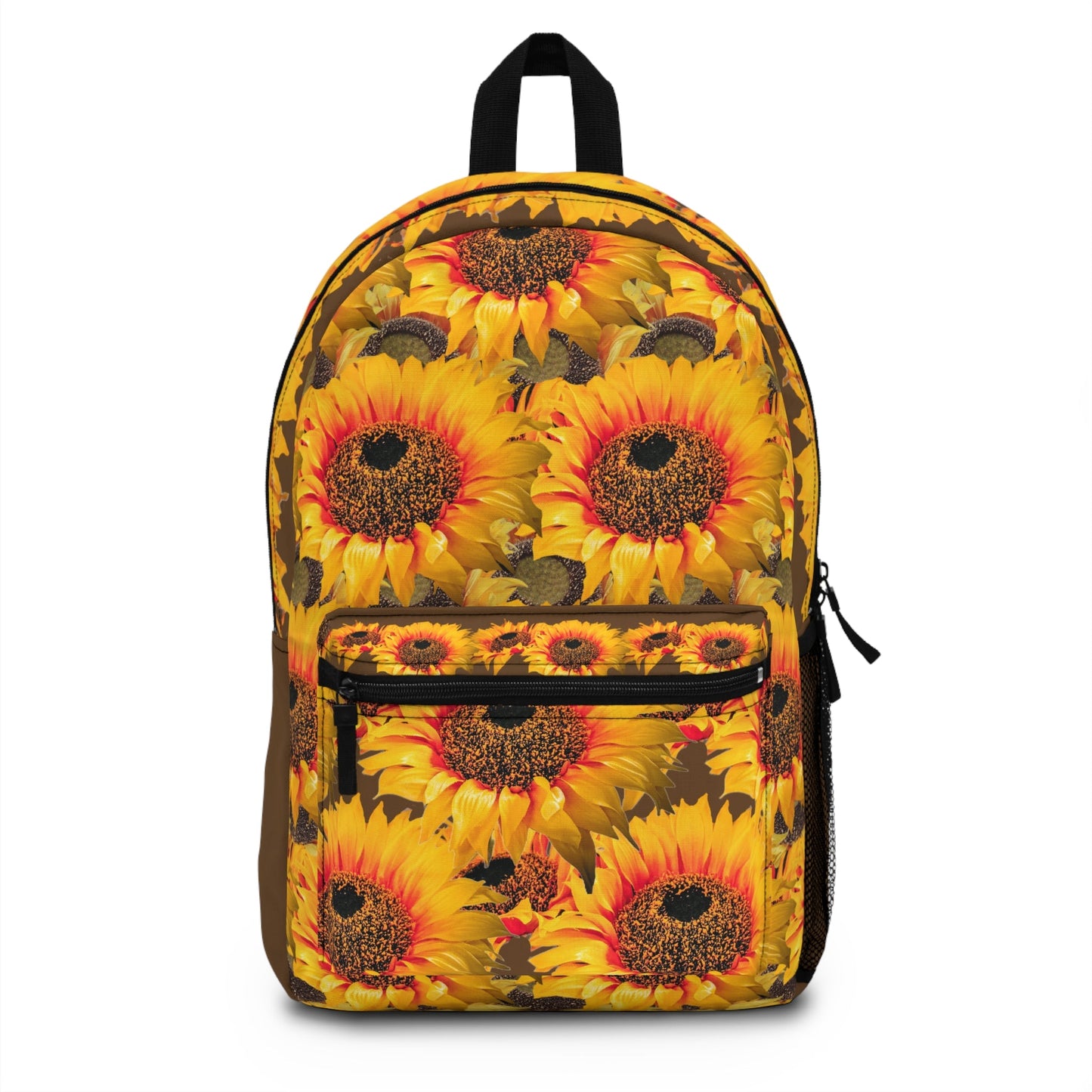 Backpack with Sunflowers, Floral Rucksack, Flower Print Bag, Nature Lover Gift, Brown Backpack, Sun Flower Design
