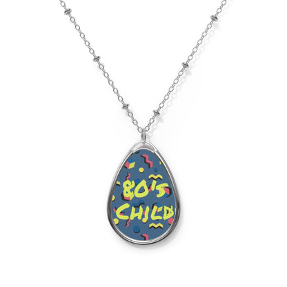 Teal 80's Child Oval Necklace