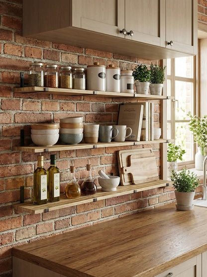 Wood Wall Shelves 15.8” with Metal Brackets – Rustic Floating Shelves | 5/8 Pack