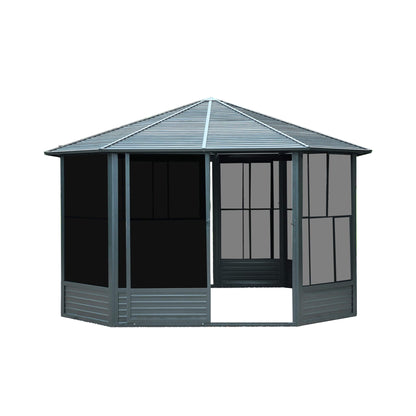 [12X12FT] Alora Prism Large Octagonal Sunroom Solarium With Lockable Sliding Doors And Galvanized Steel Sloping Roof (SAK47843)