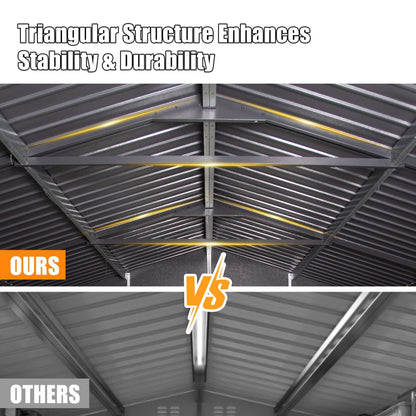 Extra-Large Outdoor Heavy-Duty Metal Garage Shed With Lockable Doors [No Floor] (SAK14093)
