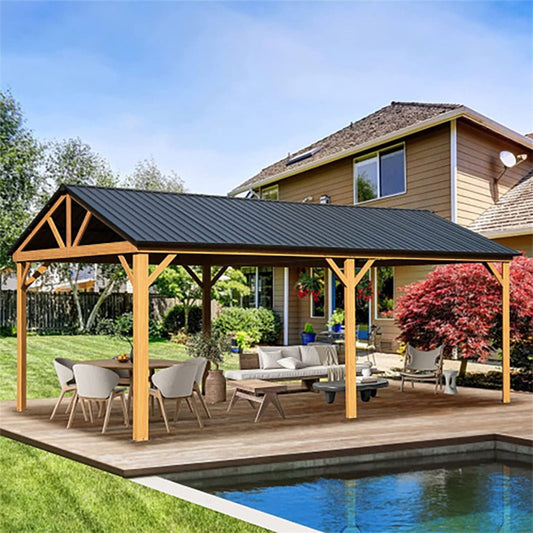 [12X20FT] Alora Premium Outdoor Double-Layer Galvanized Steel Hardtop Gazebo For Patio (SAK46095)