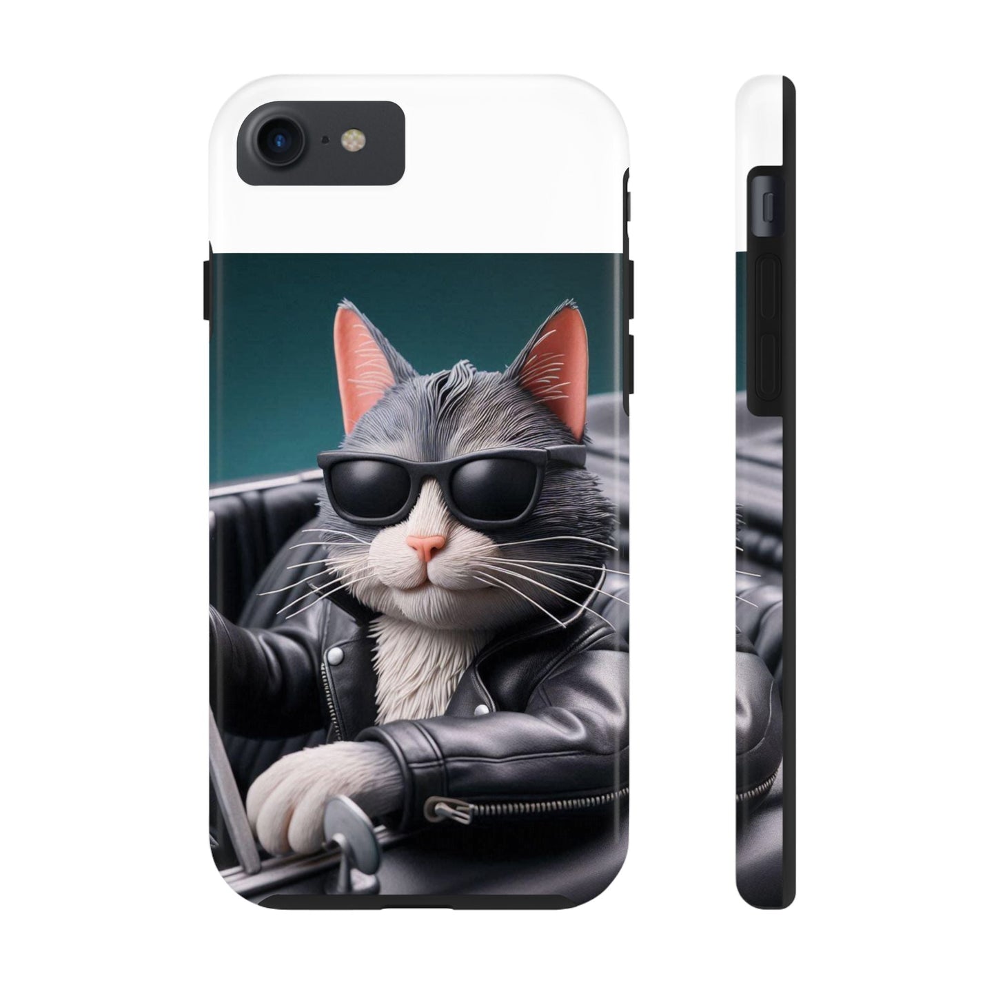 Cool Cat in Leather Jacket Driving Car Mobile Phone Case