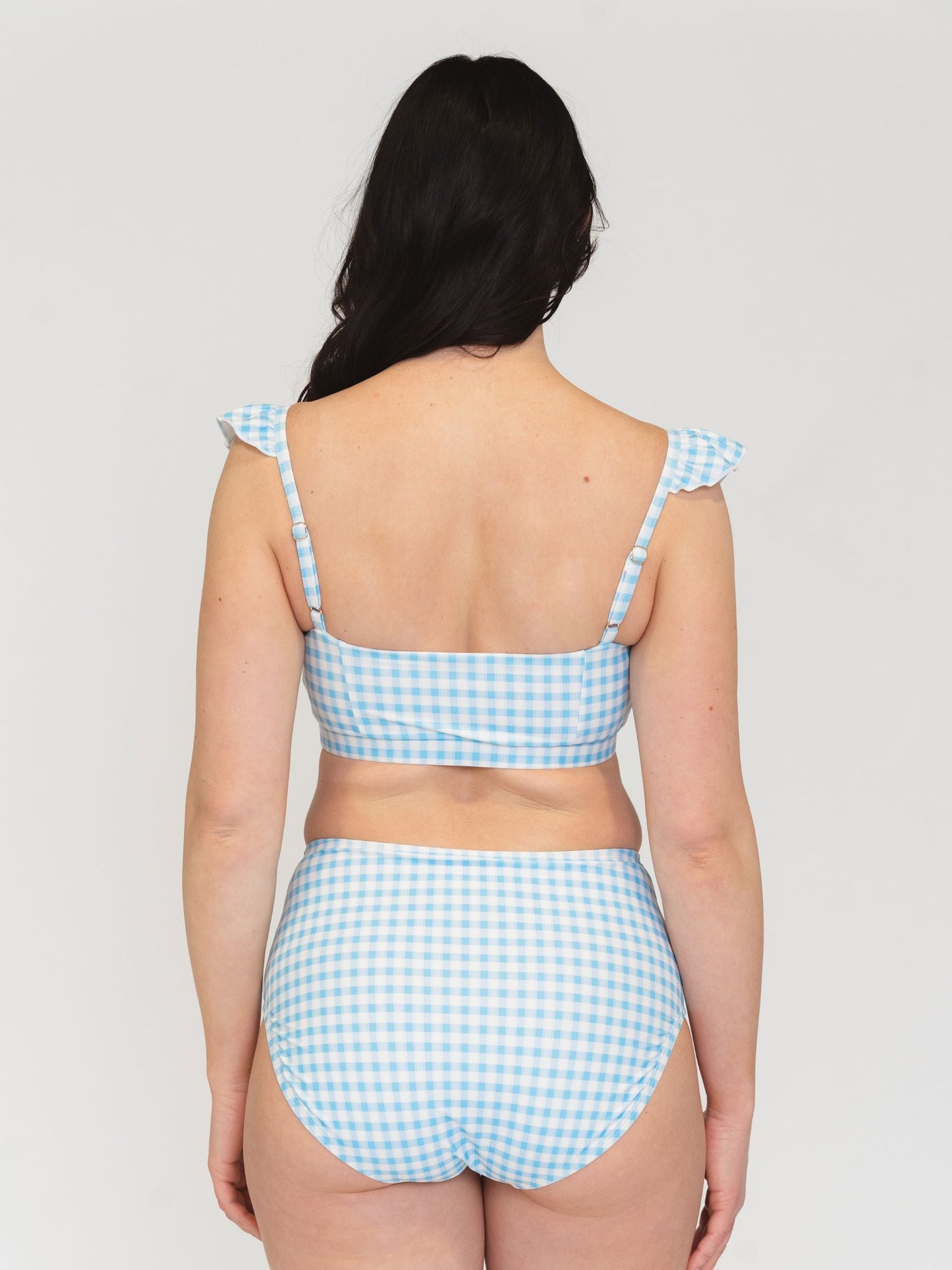 Sky Gingham Ruffle Scoop Bralette