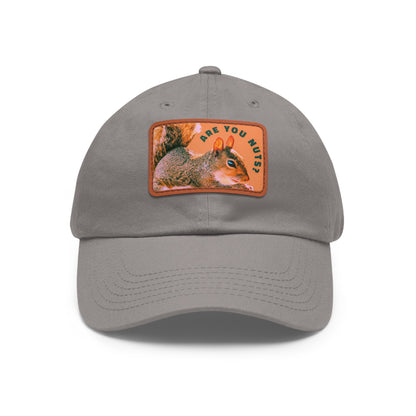 Are You Nuts? Squirrel Hat with Rectangular Leather Patch