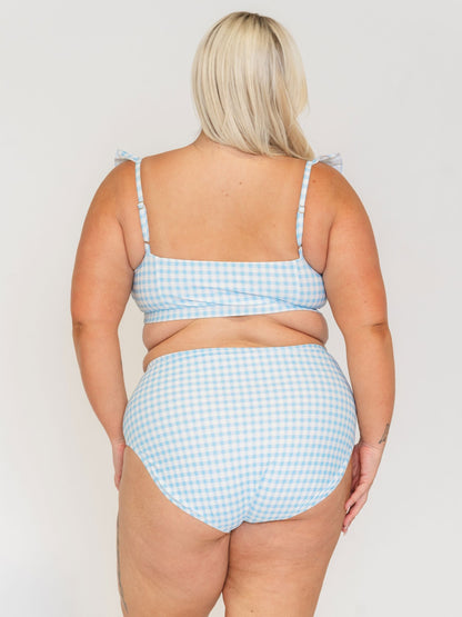 Sky Gingham Ruffle Scoop Bralette