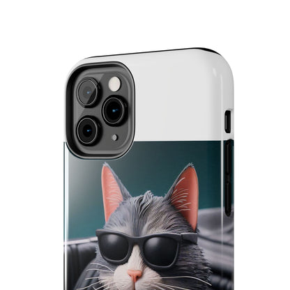 Cool Cat in Leather Jacket Driving Car Mobile Phone Case