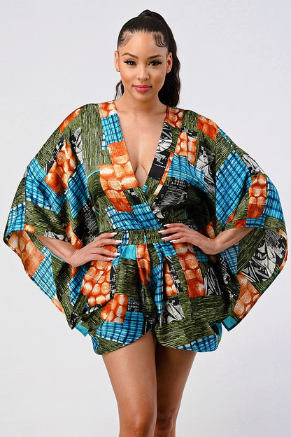 Vibrant Kimono Sleeve Romper