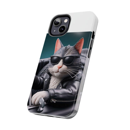 Cool Cat in Leather Jacket Driving Car Mobile Phone Case