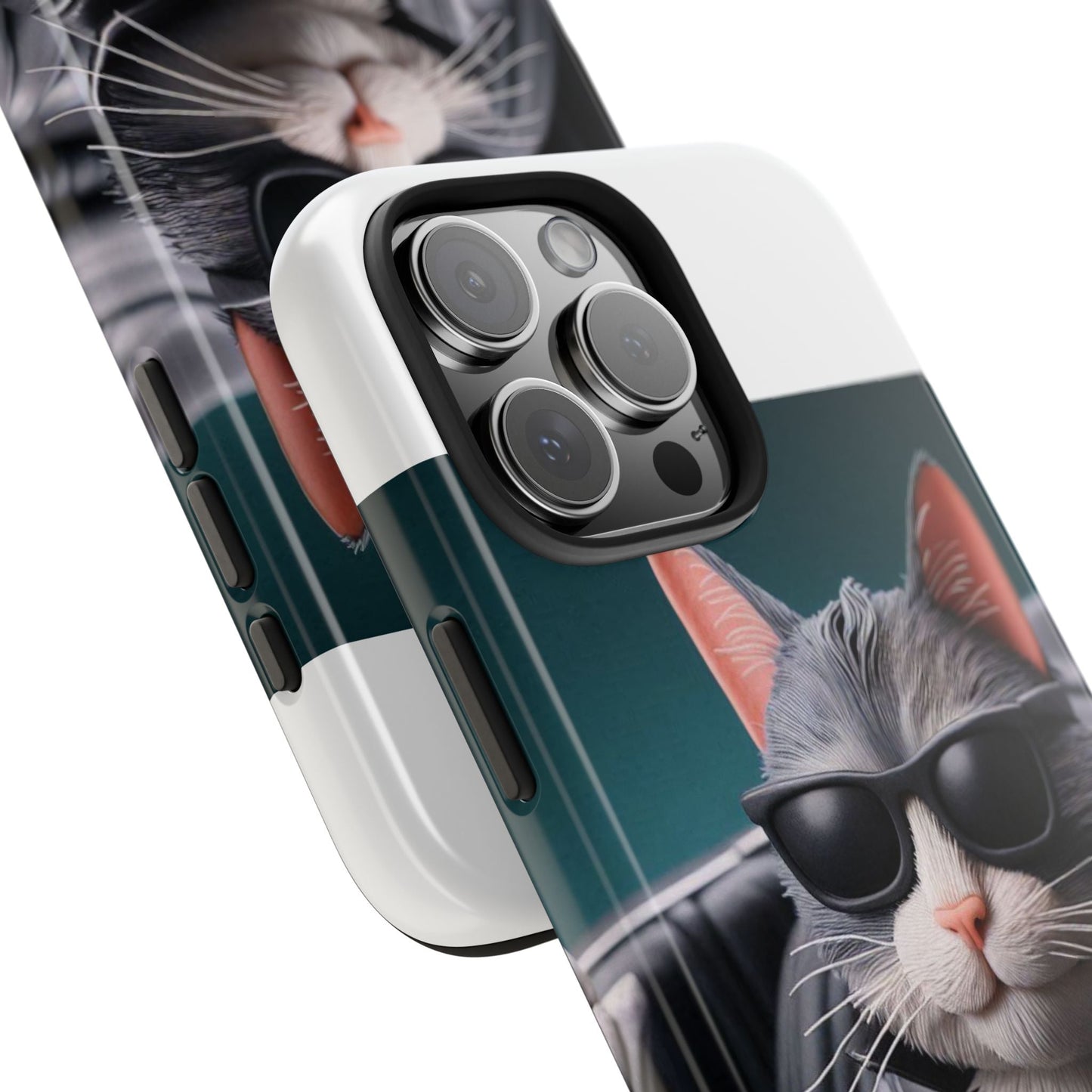 Cool Cat in Leather Jacket Driving Car Mobile Phone Case
