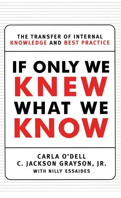 If Only We Knew What We Know: The Transfer of Internal Knowledge and Best Practice - Paperback