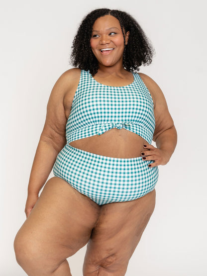 Juniper Gingham Knotted One-Piece