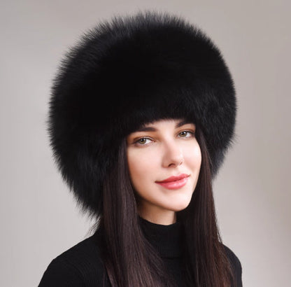 🧢 Women’s Winter Genuine Leather Ethnic Style Ear Protection Hat