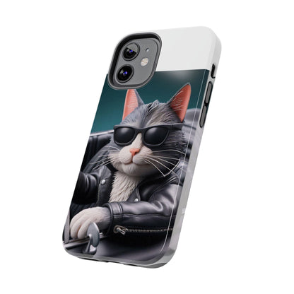 Cool Cat in Leather Jacket Driving Car Mobile Phone Case