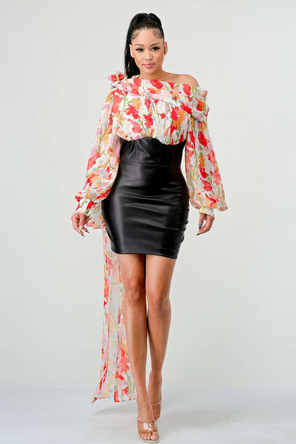 Blossom Leatherette Mini Dress