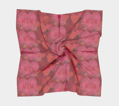 Mom Pink Hearts & Red Roses Square Scarf