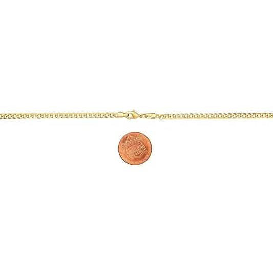 18K Gold Curb Cuban Link Chain Bracelet 8"