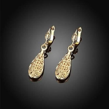 18K Gold Laser Cut Filigree Drop Earrings - Assorted Colors